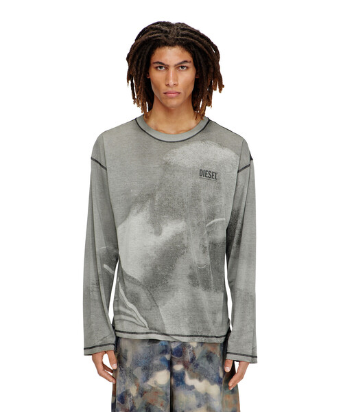 DIESEL(ディーゼル)の「メンズ 長袖Tシャツ T-BOXT-LS-NC-V1(Tシャツ/カットソー・メンズ・グレー系その他・MEDIUM/X-LARGE/XX-LARGE)」の4枚目の写真