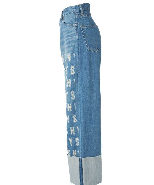 HYSTERIC GLAMOUR（ヒステリックグラマー）の「HYS CRASH ロールアップデニムパンツ（デニムパンツ・レディース・ライトインディゴブルー・28inch/27inch/26inch/25inch）」の3枚目の写真