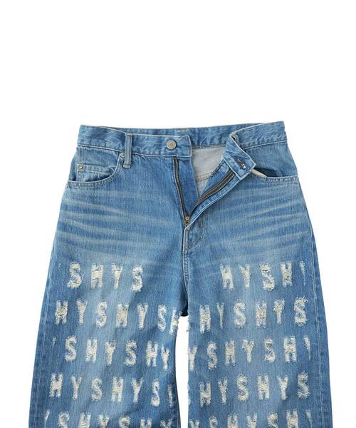 HYSTERIC GLAMOUR（ヒステリックグラマー）の「HYS CRASH ロールアップデニムパンツ（デニムパンツ・レディース・ライトインディゴブルー・28inch/27inch/26inch/25inch）」の4枚目の写真