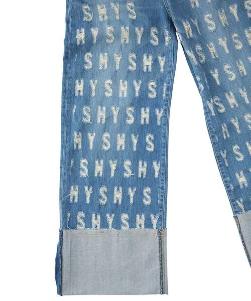 HYSTERIC GLAMOUR（ヒステリックグラマー）の「HYS CRASH ロールアップデニムパンツ（デニムパンツ・レディース・ライトインディゴブルー・28inch/27inch/26inch/25inch）」の5枚目の写真