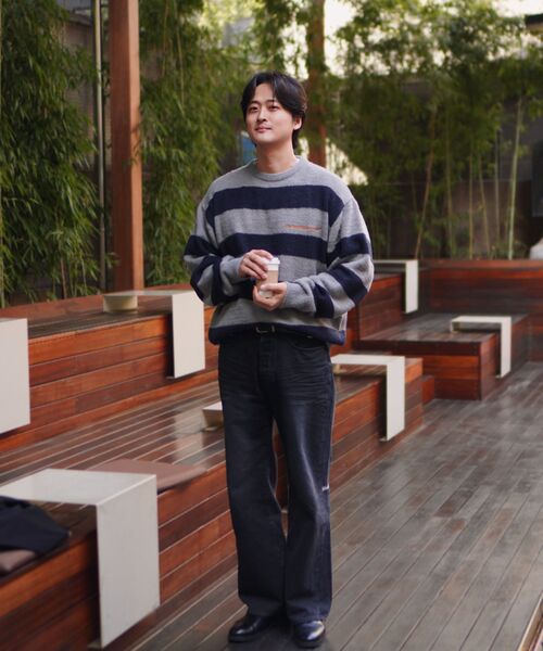 CACTUSDONUTMARKET(カクタスドーナツマーケット)の「Embroidery Hairy Stripe Sweater-Melange gray(ニット/セーター・レディース・その他・MEDIUM/LARGE)」の2枚目の写真