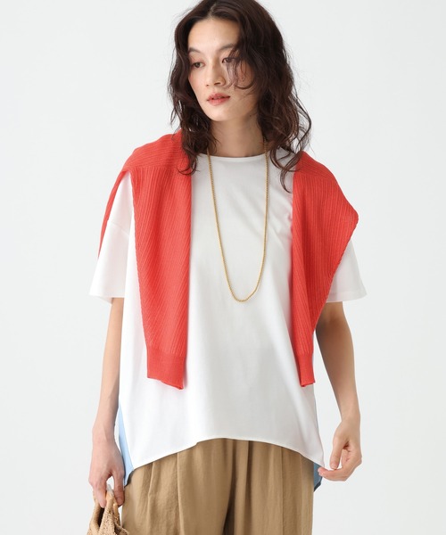 Elura（エルーラ）の「≪UVカット・接触冷感≫クルーネックバックシャツT/670084（Tシャツ/カットソー・レディース・ブラック/ホワイト×ホワイト/ホワイト×ブルー/ダークブラウン・FREE）」の9枚目の写真