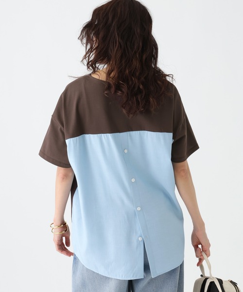 Elura（エルーラ）の「≪UVカット・接触冷感≫クルーネックバックシャツT/670084（Tシャツ/カットソー・レディース・ブラック/ホワイト×ホワイト/ホワイト×ブルー/ダークブラウン・FREE）」の18枚目の写真