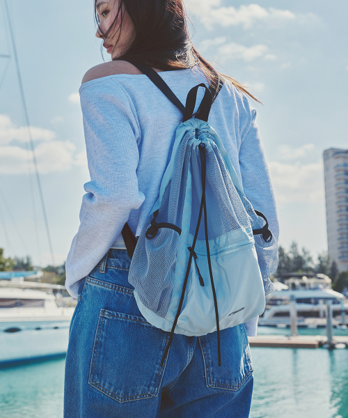 DRAWSTRING LIGHT MESH BACKPACK (SKY BLUE)