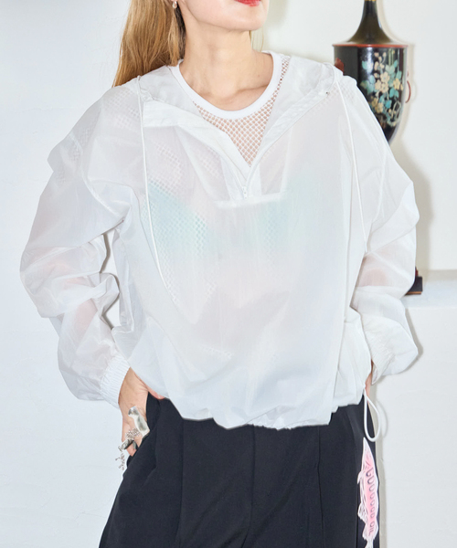 CITYSHOP(シティーショップ)の「SHEER NYLON ANORAK:シャツ(シャツ/ブラウス・レディース・ホワイト・FREE)」の3枚目の写真