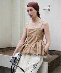 Maison Special フリル付きホワイトタンクトップ MAISON SPECIAL（メゾンスペシャル） タンクトップ 「UNISEX」Knit