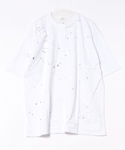 a.p.o.v.(エーピーオービー)の「a.p.o.v. スプラッターペイントダメージ加工コットンオーバーサイズTシャツ(Tシャツ/カットソー・メンズ・ホワイト/ブラック/グレー・ONESIZE)」の12枚目の写真