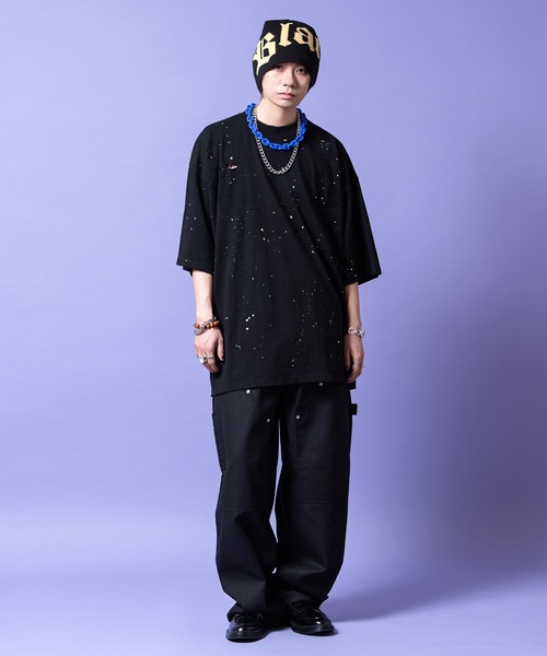 a.p.o.v.(エーピーオービー)の「a.p.o.v. スプラッターペイントダメージ加工コットンオーバーサイズTシャツ(Tシャツ/カットソー・メンズ・ホワイト/ブラック/グレー・ONESIZE)」の8枚目の写真