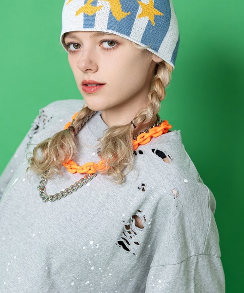 a.p.o.v.(エーピーオービー)の「a.p.o.v. スプラッターペイントダメージ加工コットンオーバーサイズTシャツ(Tシャツ/カットソー・メンズ・ホワイト/ブラック/グレー・ONESIZE)」の5枚目の写真