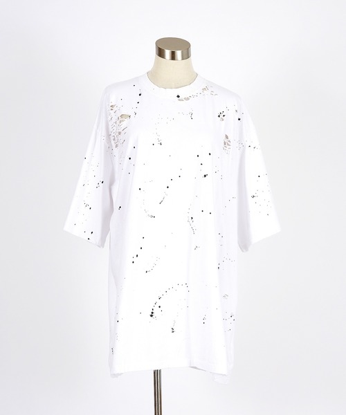 a.p.o.v.(エーピーオービー)の「a.p.o.v. スプラッターペイントダメージ加工コットンオーバーサイズTシャツ(Tシャツ/カットソー・メンズ・ホワイト/ブラック/グレー・ONESIZE)」の18枚目の写真