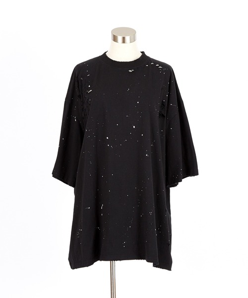 a.p.o.v.(エーピーオービー)の「a.p.o.v. スプラッターペイントダメージ加工コットンオーバーサイズTシャツ(Tシャツ/カットソー・メンズ・ホワイト/ブラック/グレー・ONESIZE)」の17枚目の写真