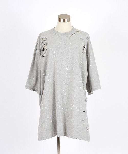 a.p.o.v.(エーピーオービー)の「a.p.o.v. スプラッターペイントダメージ加工コットンオーバーサイズTシャツ(Tシャツ/カットソー・メンズ・ホワイト/ブラック/グレー・ONESIZE)」の13枚目の写真