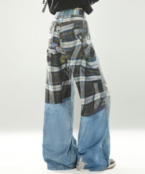 LAC-VERT(ラック・ヴェール)の「レイヤードデザインデニムパンツ(デニムパンツ・レディース・ブルー・LARGE/MEDIUM)」の6枚目の写真