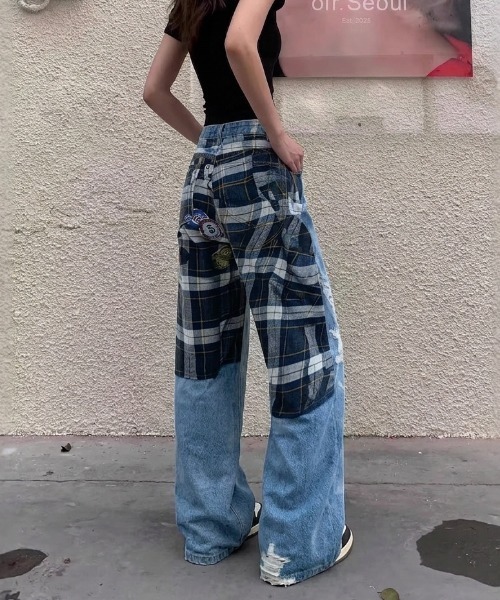 LAC-VERT(ラック・ヴェール)の「レイヤードデザインデニムパンツ(デニムパンツ・レディース・ブルー・LARGE/MEDIUM)」の11枚目の写真