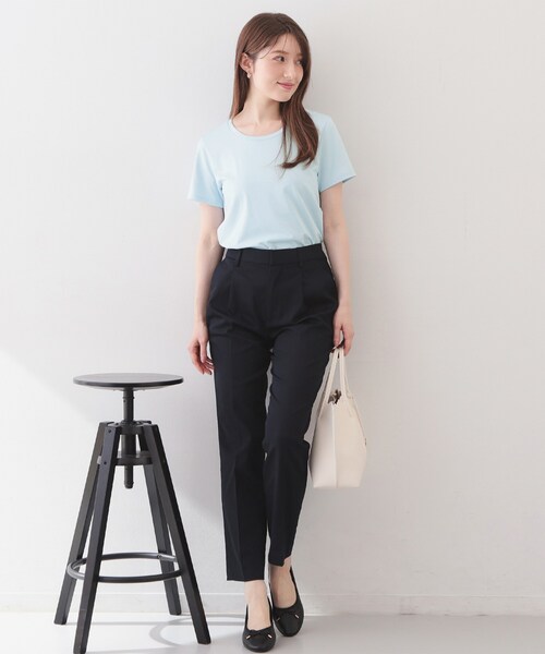 index（インデックス）の「【UVケア/接触冷感/吸水速乾】薄手なのに透けにくい！ベーシックTシャツ《洗濯機OK/S～3L/6col》（Tシャツ/カットソー・レディース・ホワイト系5/ナチュラル/オフホワイト/サックスブルー系7/ネイビー系5/ブラック・40/44/42/38/36）」の22枚目の写真