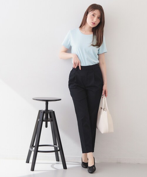 index（インデックス）の「【UVケア/接触冷感/吸水速乾】薄手なのに透けにくい！ベーシックTシャツ《洗濯機OK/S～3L/6col》（Tシャツ/カットソー・レディース・ホワイト系5/ナチュラル/オフホワイト/サックスブルー系7/ネイビー系5/ブラック・40/44/42/38/36）」の21枚目の写真