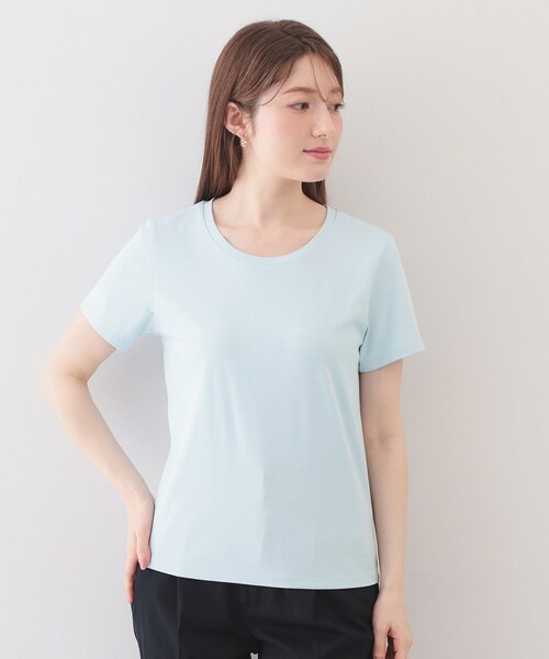 index（インデックス）の「【UVケア/接触冷感/吸水速乾】薄手なのに透けにくい！ベーシックTシャツ《洗濯機OK/S～3L/6col》（Tシャツ/カットソー・レディース・ホワイト系5/ナチュラル/オフホワイト/サックスブルー系7/ネイビー系5/ブラック・40/44/42/38/36）」の15枚目の写真