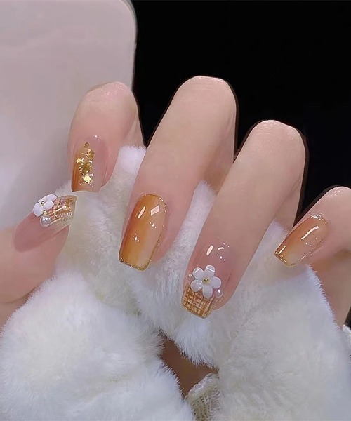 セール】ネイルチップ はな 可愛い ショート ネイルアート アート