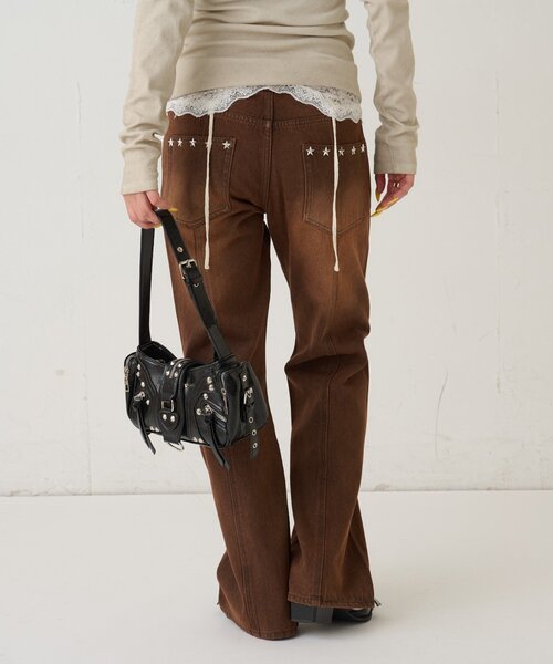 WHO'S WHO gallery(フーズフーギャラリー)の「スタースタッズフレアデニム(デニムパンツ・レディース・ネイビー/サックスブルー/ブラック/ブラウン・SMALL/MEDIUM)」の10枚目の写真