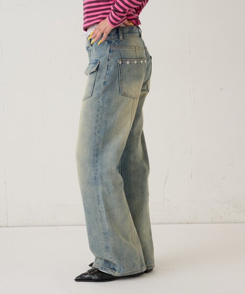 WHO'S WHO gallery(フーズフーギャラリー)の「スタースタッズフレアデニム(デニムパンツ・レディース・ネイビー/サックスブルー/ブラック/ブラウン・SMALL/MEDIUM)」の17枚目の写真