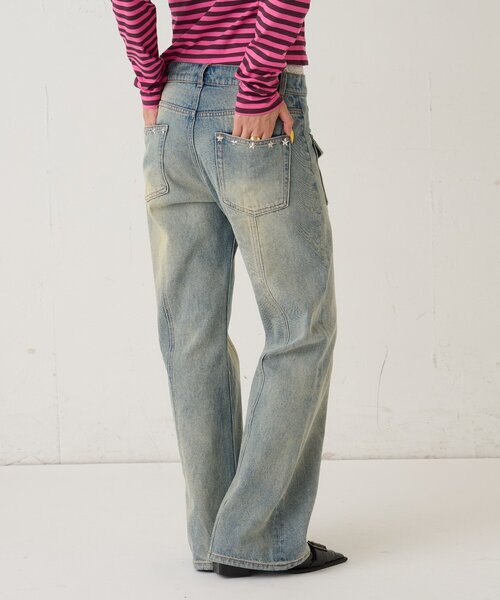 WHO'S WHO gallery(フーズフーギャラリー)の「スタースタッズフレアデニム(デニムパンツ・レディース・ネイビー/サックスブルー/ブラック/ブラウン・SMALL/MEDIUM)」の18枚目の写真