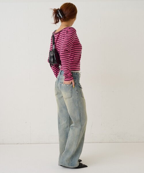 WHO'S WHO gallery(フーズフーギャラリー)の「スタースタッズフレアデニム(デニムパンツ・レディース・ネイビー/サックスブルー/ブラック/ブラウン・SMALL/MEDIUM)」の22枚目の写真