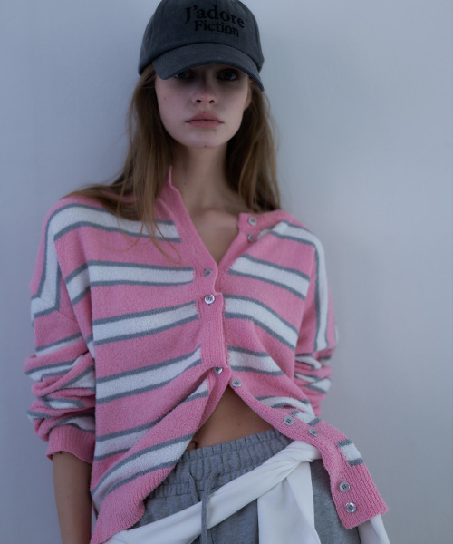 LARTIGENT(ラーティゼン)の「L23 OVERSIZED STRIPE CARDIGAN(PINK)(カーディガン/ボレロ・レディース・その他・FREE)」の3枚目の写真