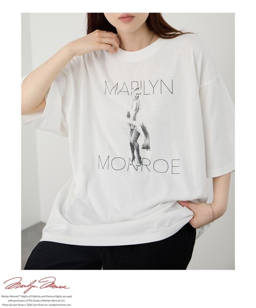 Mac-House(マックハウス)の「マリリン・モンロー モノクロ実写フォトプリント ルーズ半袖Tシャツ 通気性・吸汗性(Tシャツ/カットソー・メンズ・オフホワイト/ブラック・L/M)」の17枚目の写真