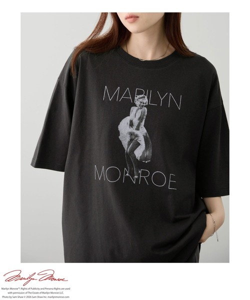 Mac-House(マックハウス)の「マリリン・モンロー モノクロ実写フォトプリント ルーズ半袖Tシャツ 通気性・吸汗性(Tシャツ/カットソー・メンズ・オフホワイト/ブラック・L/M)」の13枚目の写真