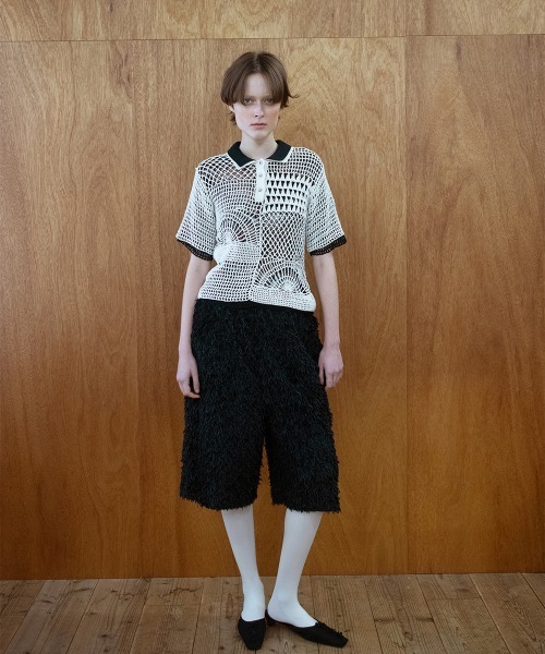 leinwande（ラインヴァンド）の「【leinwande】26SS新作 Landscape Crochet Polo（ポロシャツ・レディース・ブラック系/オレンジ/White・ONE SIZE）」の9枚目の写真