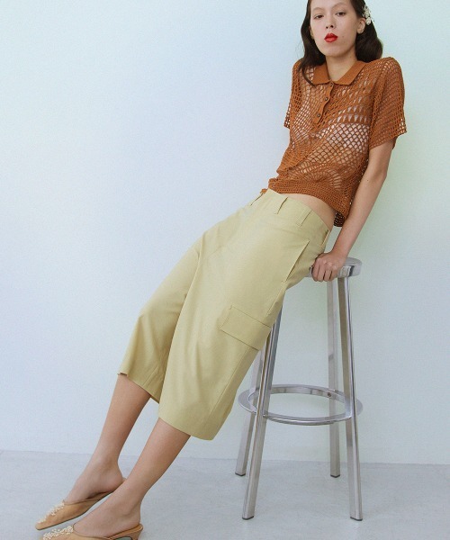 leinwande（ラインヴァンド）の「【leinwande】26SS新作 Landscape Crochet Polo（ポロシャツ・レディース・ブラック系/オレンジ/White・ONE SIZE）」の4枚目の写真