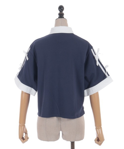 axes femme POETIQUE(アクシーズファムポエティック)の「バイカラーシャツポロPO(Tシャツ/カットソー・レディース・レッド/ブラック/ネイビー・MEDIUM)」の16枚目の写真