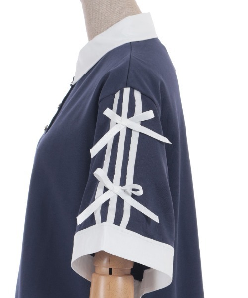 axes femme POETIQUE(アクシーズファムポエティック)の「バイカラーシャツポロPO(Tシャツ/カットソー・レディース・レッド/ブラック/ネイビー・MEDIUM)」の20枚目の写真