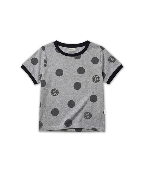 ESCAPEFROM（エスケープフロム）の「ビッグロゴドットフルプリントリンガー半袖Tシャツ [3色]（Tシャツ/カットソー・レディース・アイボリー/ミックスグレー/レッド・MEDIUM）」の2枚目の写真