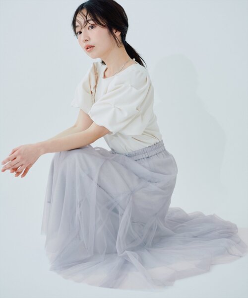 natural couture(ナチュラルクチュール)の「チュールスカート(スカート・レディース・チャコールグレー/グレー/オフホワイト・FREE)」の11枚目の写真