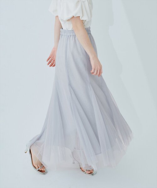 natural couture(ナチュラルクチュール)の「チュールスカート(スカート・レディース・チャコールグレー/グレー/オフホワイト・FREE)」の13枚目の写真