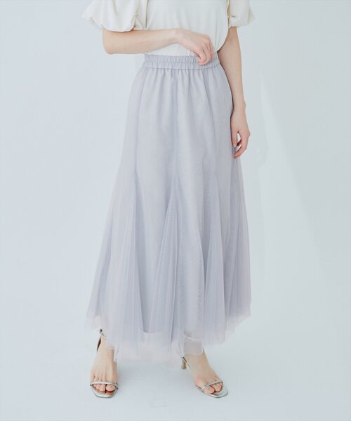 natural couture(ナチュラルクチュール)の「チュールスカート(スカート・レディース・チャコールグレー/グレー/オフホワイト・FREE)」の14枚目の写真