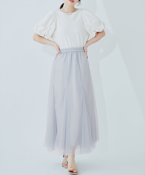 natural couture(ナチュラルクチュール)の「チュールスカート(スカート・レディース・チャコールグレー/グレー/オフホワイト・FREE)」の15枚目の写真