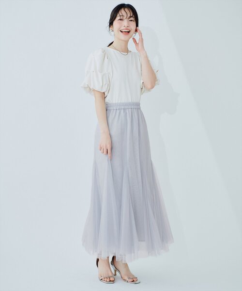 natural couture(ナチュラルクチュール)の「チュールスカート(スカート・レディース・チャコールグレー/グレー/オフホワイト・FREE)」の16枚目の写真