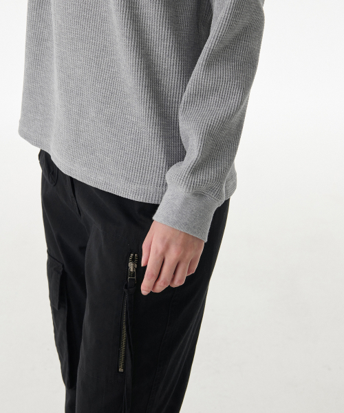 MUSINSA STANDARD WOMAN（ムシンサスタンダードウーマン）の「ウィメンズワッフルリラックスクルーネック長袖Tシャツ[メランジグレー]（Tシャツ/カットソー・レディース・その他・X-SMALL/SMALL/MEDIUM/LARGE）」の4枚目の写真
