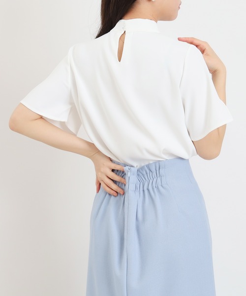 ASTORIA ODIER(アストリアオディール)の「金具リングループボウタイブラウス(半袖/オフィス)(ビジネスシャツ・レディース・ホワイト×ブルー/ホワイト/ホワイト系その他/ネイビー/ブルー/ミント・MEDIUM/LARGE)」の22枚目の写真