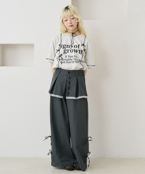 kutir(クティール)の「リボンメローロゴTシャツ(Tシャツ/カットソー・レディース・オフホワイト/ブルー/オートミール・FREE)」の3枚目の写真