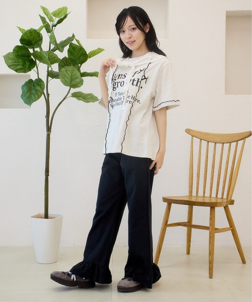 kutir(クティール)の「リボンメローロゴTシャツ(Tシャツ/カットソー・レディース・オフホワイト/ブルー/オートミール・FREE)」の15枚目の写真