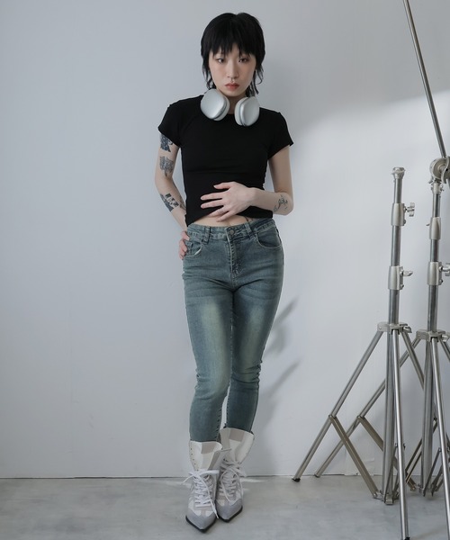 Ulysses(ユリシス)の「バック編みデザインミニTシャツ(Tシャツ/カットソー・レディース・グレー/ホワイト/ブラック・M/L/S)」の14枚目の写真