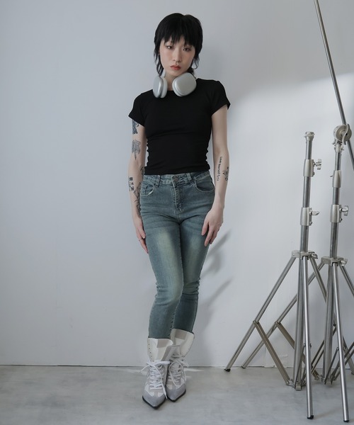Ulysses(ユリシス)の「バック編みデザインミニTシャツ(Tシャツ/カットソー・レディース・グレー/ホワイト/ブラック・M/L/S)」の16枚目の写真