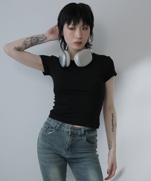 Ulysses(ユリシス)の「バック編みデザインミニTシャツ(Tシャツ/カットソー・レディース・グレー/ホワイト/ブラック・M/L/S)」の18枚目の写真
