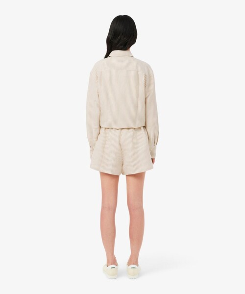 LACOSTE(ラコステ)の「リネン×リヨセルブレンドストライプショーツ(その他パンツ・レディース・ライトベージュ・38/36)」の4枚目の写真