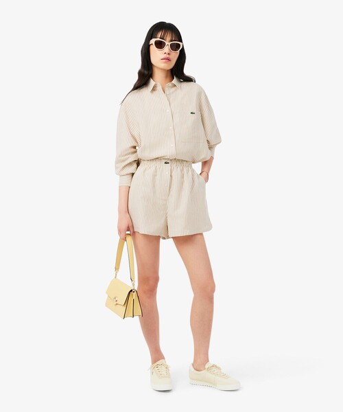 LACOSTE(ラコステ)の「リネン×リヨセルブレンドストライプショーツ(その他パンツ・レディース・ライトベージュ・38/36)」の10枚目の写真