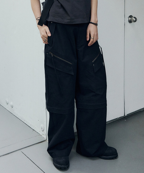 MAISON MINED(メゾンミネド)の「DETACHABLE COTTON PANTS BLACK(その他パンツ・メンズ・その他・SMALL/MEDIUM/LARGE)」の1枚目の写真