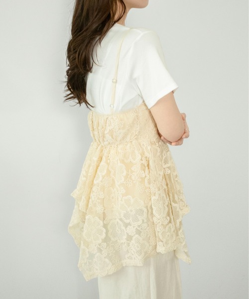 on:nue（オンニュ）の「【on:nue】[着用動画あり！] フラワー刺繍ペプラムビスチェ（キャミソール・レディース・アイボリー/ブラウン・FREE）」の8枚目の写真